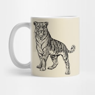 Tiger Line Art Graphite Pencil Drawing Mug